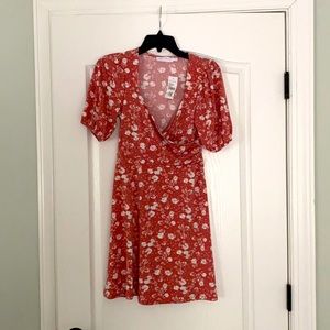 Pink Floral Puff Sleeve Summer Dress